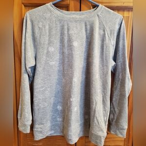 Gray Floral Pattern Girls Sweatshirt